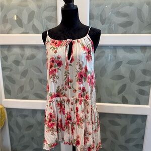 Floral Midi Dress - White and Pink